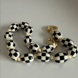 Clare V shortie strap. Black and White Checkered Beaded handbag strap